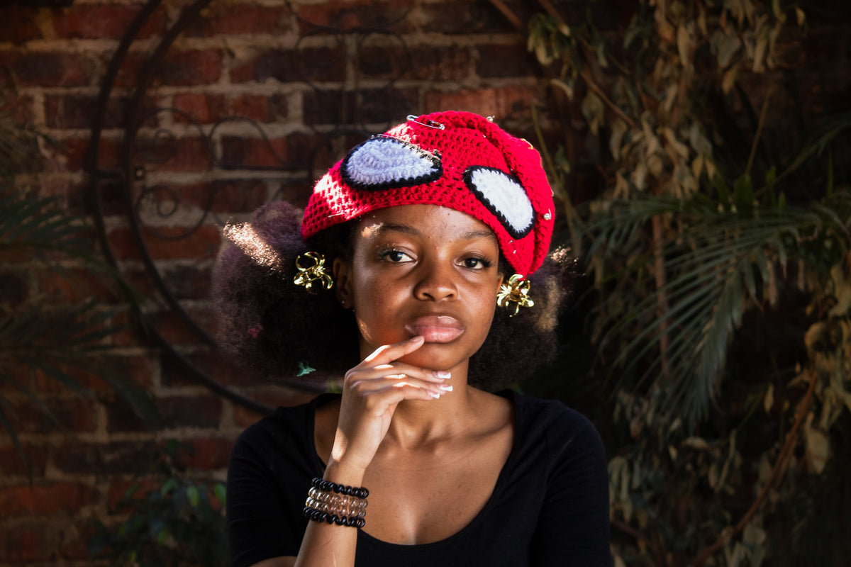 Red slouchy beanie
